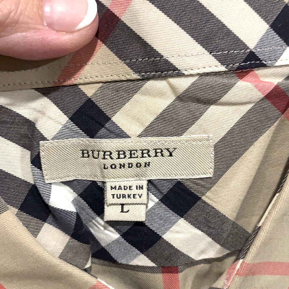 Men’s Burberry plaid dress shirt  large